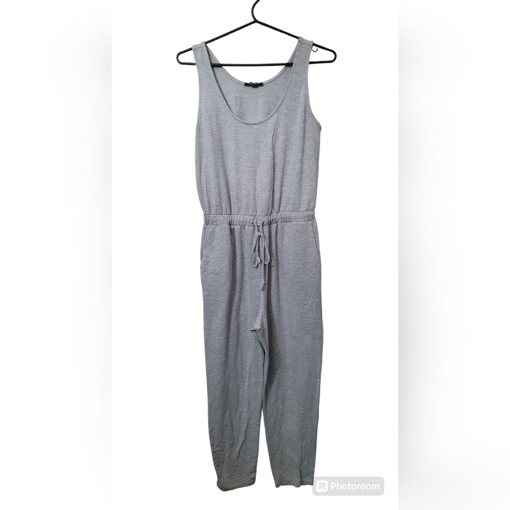 Ladies small Ambiance grey tank romper with pockets gray